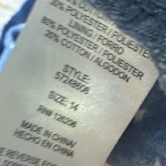 Star Sprinkled Chambray Blue Dress Criss-Cross Back Pull-On Size 14 - Picture 8 of 9